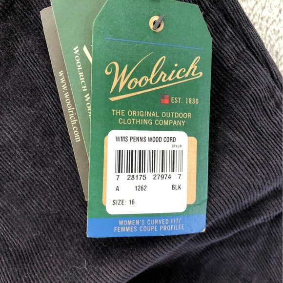 NWT Woolrich Womens Corduroy Pants Size 16 Black Straight Leg Classic Casual Y2k - Picture 11 of 16